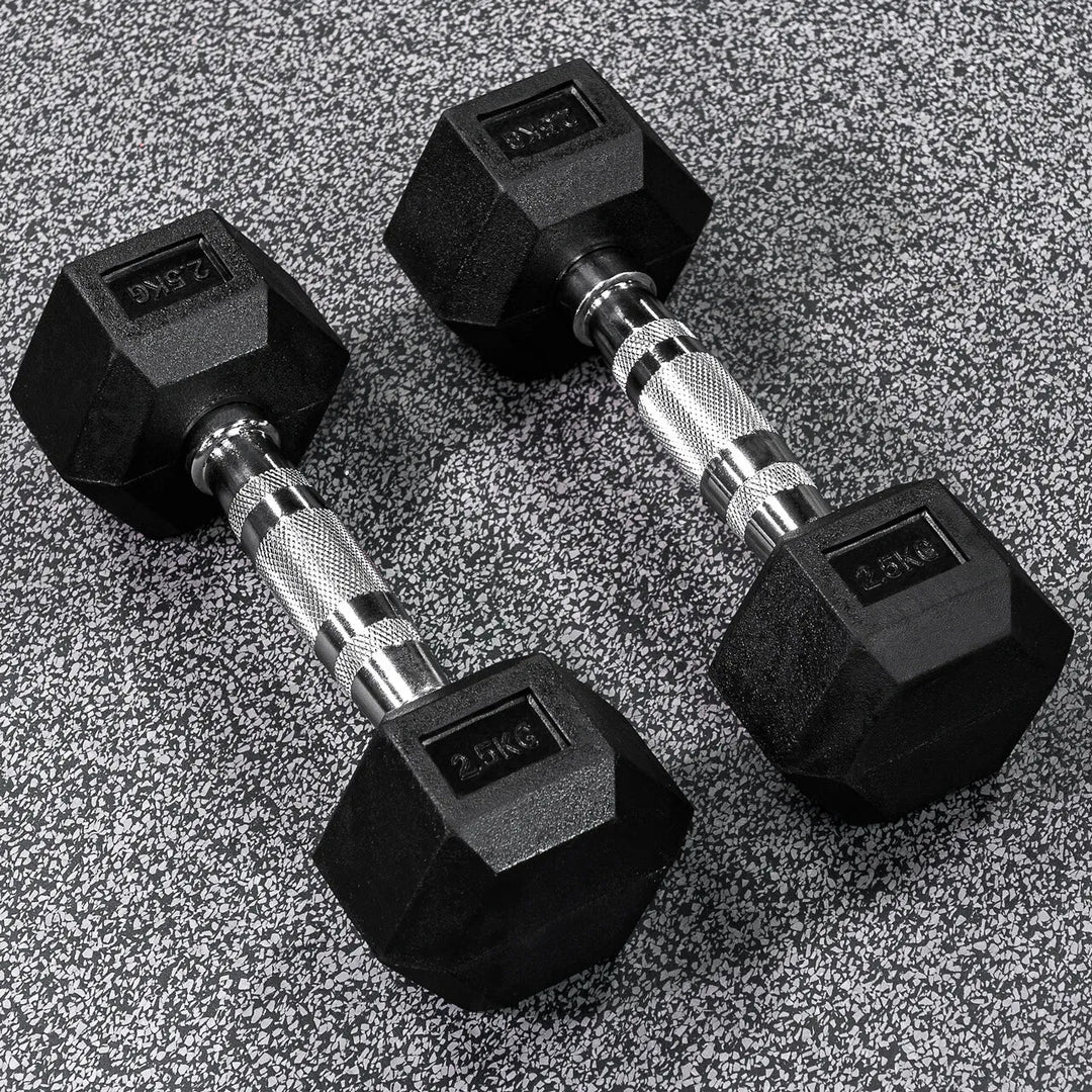 BRIXX 2.5kg - 15kg Hex Dumbbell & Rack Set | 6 Pairs - 105kg Package - BRIXX FITNESS