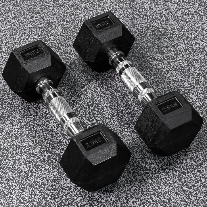 BRIXX 2.5kg - 15kg Hex Dumbbell & Rack Set | 6 Pairs - 105kg Package - BRIXX FITNESS