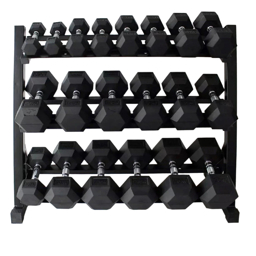 BRIXX 2.5kg - 25kg Hex Dumbbell & Rack Set | 10 Pairs - 275KG Package - BRIXX FITNESS