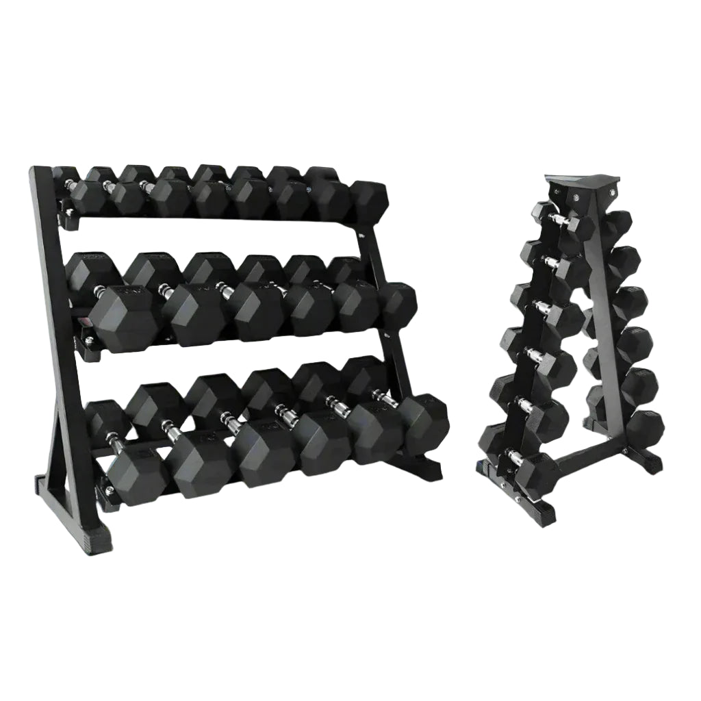 BRIXX 2.5kg - 30kg Hex Dumbbell & 2 Rack Set | 12 Pairs - 390KG Package - BRIXX FITNESS