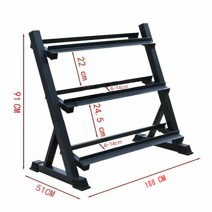 BRIXX Three - Tier Dumbbell Rack (95cm wide) - BRIXX FITNESS
