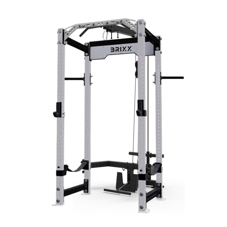BRIXX Apollo Power Rack, Lat-Pulley & Low Row, Bench, Plates & Barbell Package