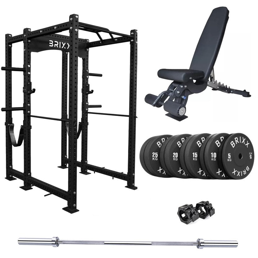 BRIXX Mammoth 3000 Power Rack, Bench, Plates & Barbell Package