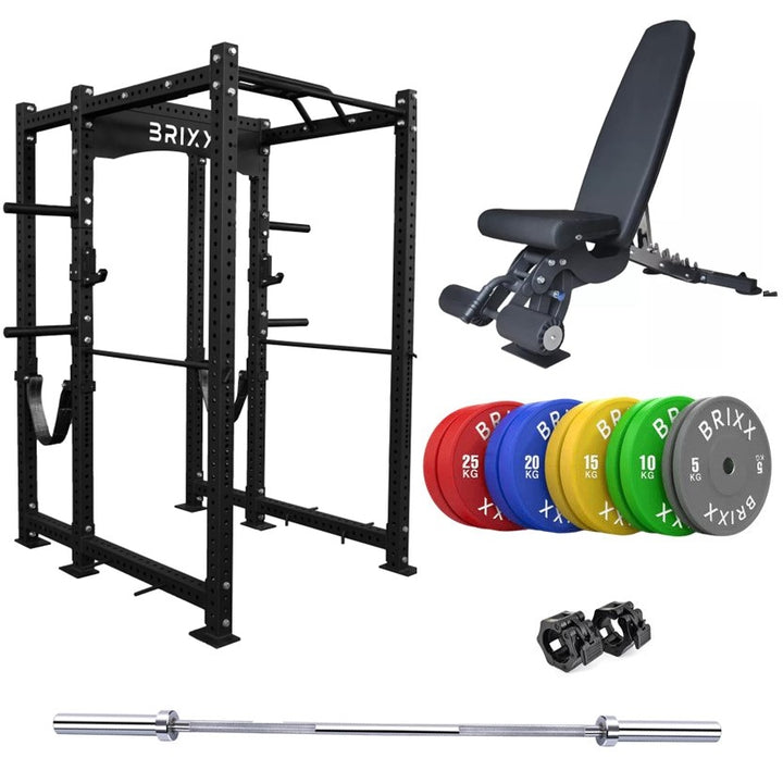 BRIXX Mammoth 3000 Power Rack, Bench, Plates & Barbell Package