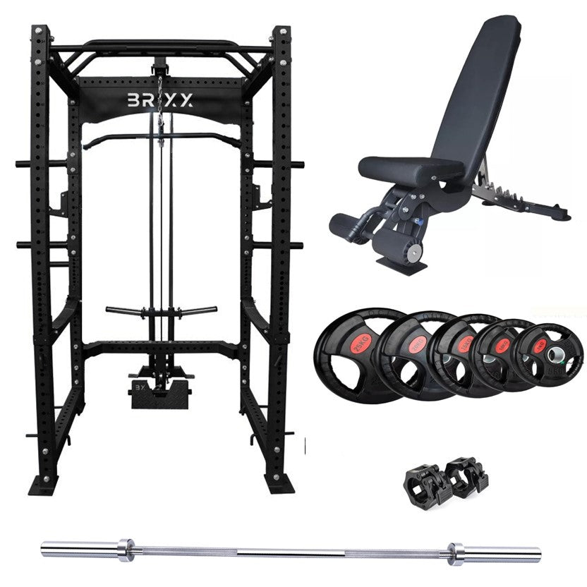 BRIXX Mammoth 4000 Power Rack, Bench, Plates & Barbell Package