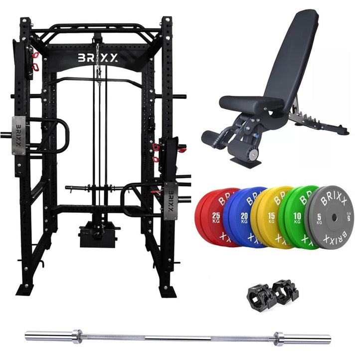 BRIXX Mammoth 5000 Power Rack, Bench, Plates & Barbell Package