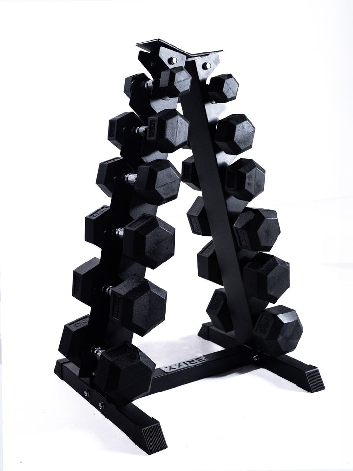BRIXX 2.5kg - 30kg Hex Dumbbell & 2 Rack Set | 12 Pairs - 390KG Package
