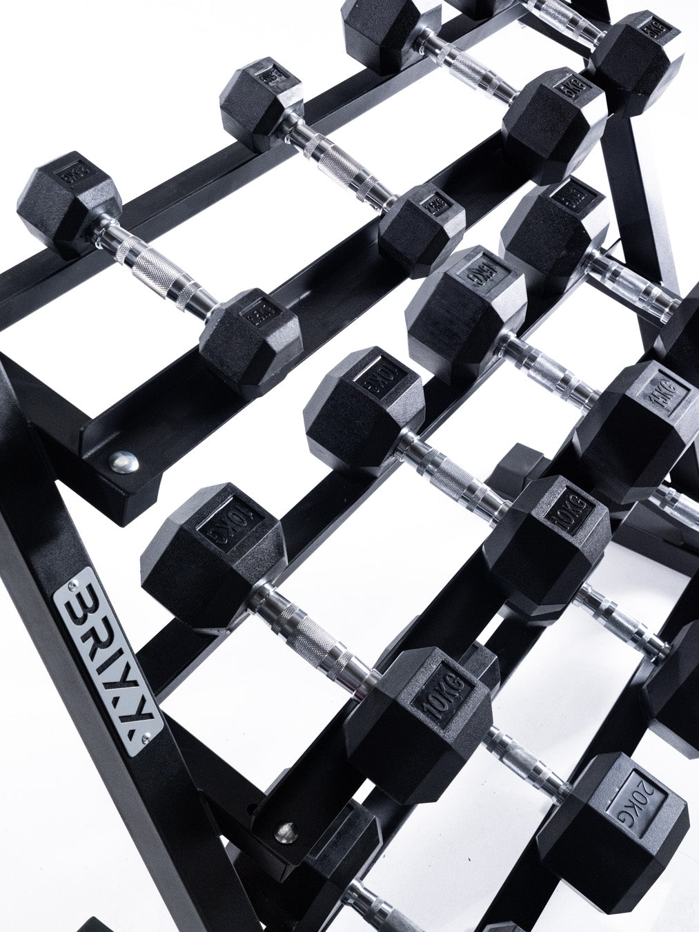 BRIXX 2.5kg - 25kg Hex Dumbbell & Rack Set | 6 Pairs - 155KG Package