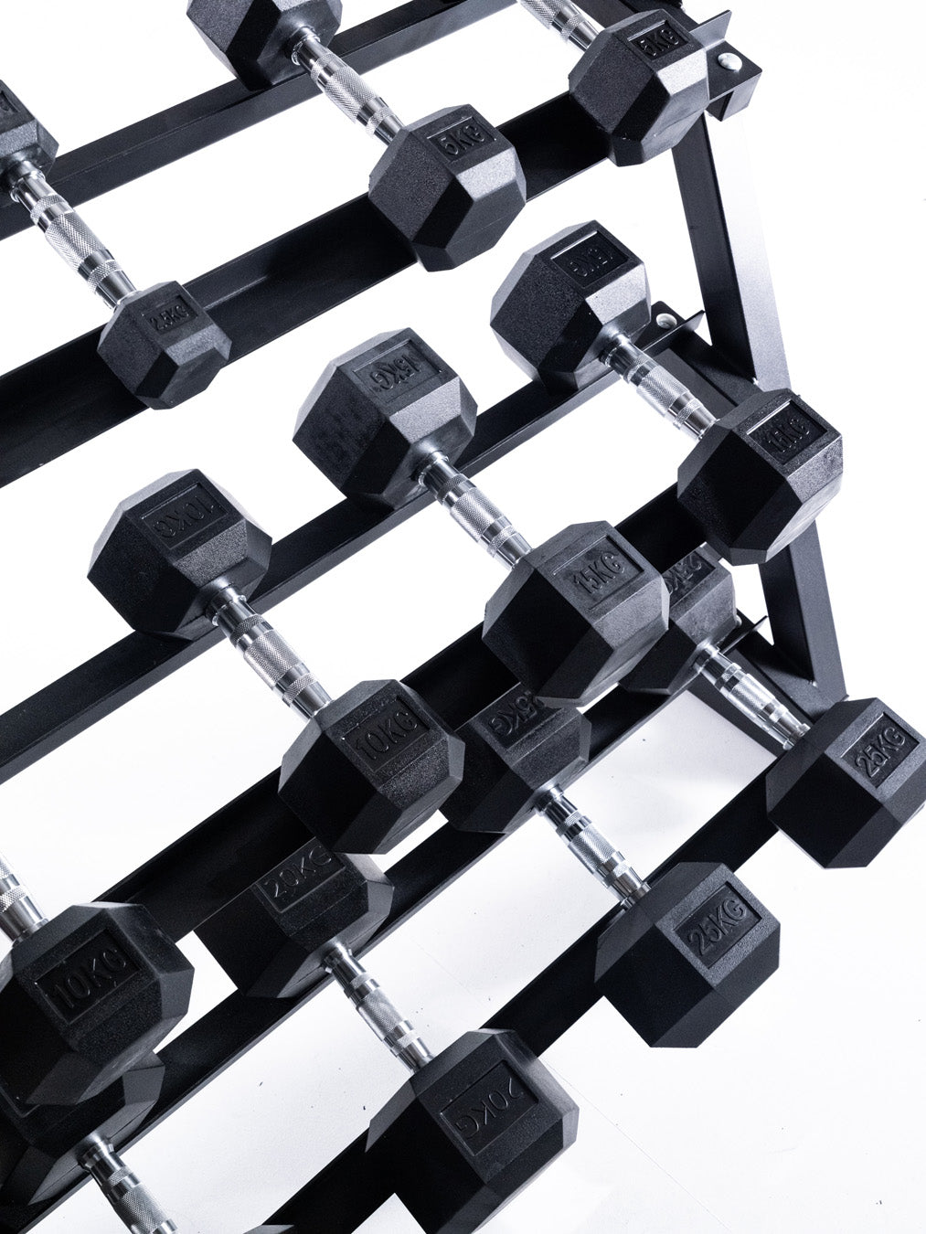BRIXX 2.5kg - 25kg Hex Dumbbell & Rack Set | 6 Pairs - 155KG Package
