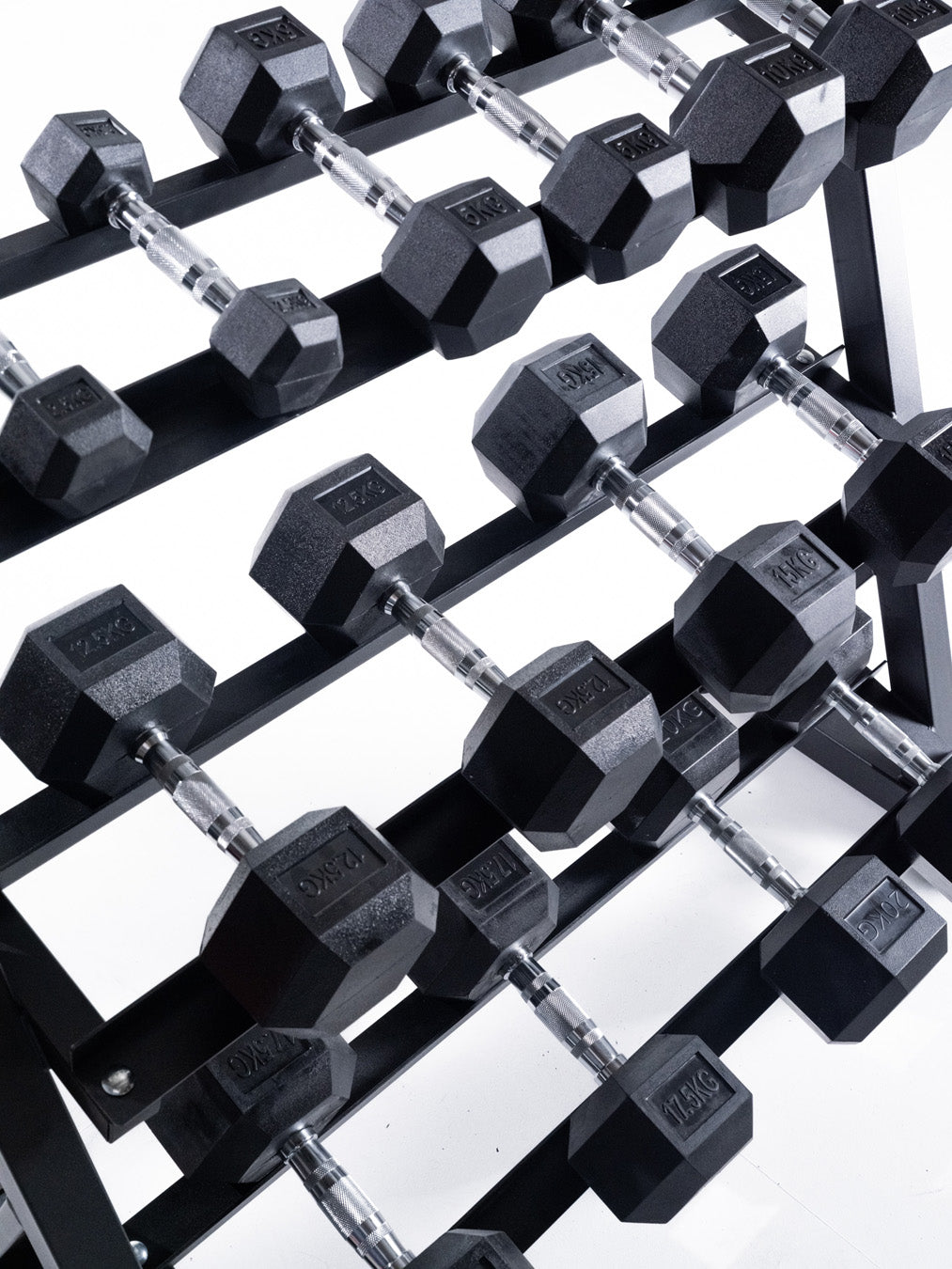 BRIXX 2.5kg - 20kg Hex Dumbbell & Rack Set | 8 Pairs - 180KG Package