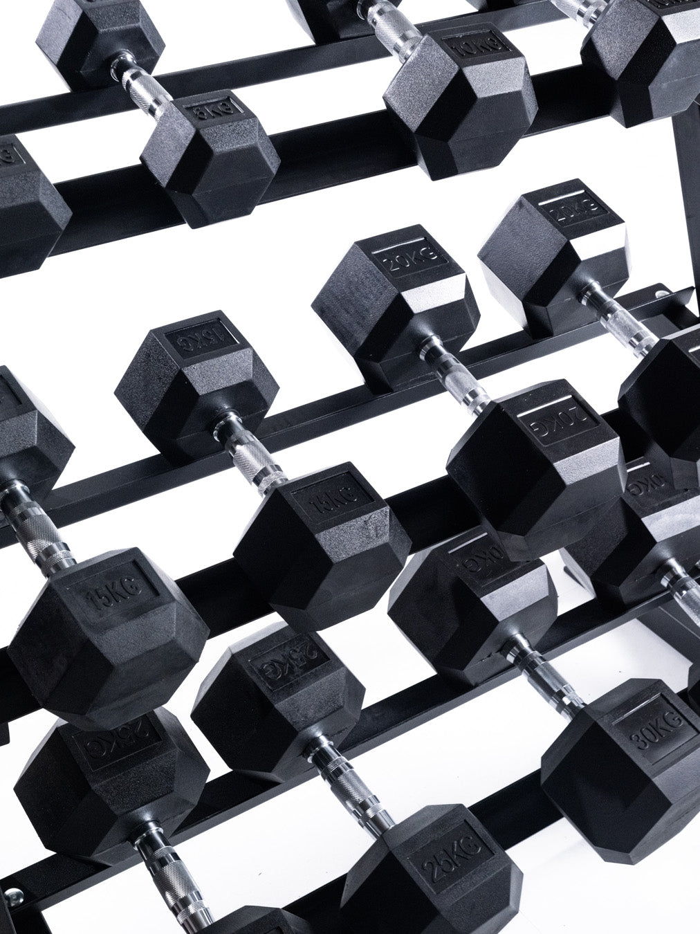 BRIXX 5kg - 30kg Hex Dumbbell Set & Rack | 6 Pairs - 210kg Package
