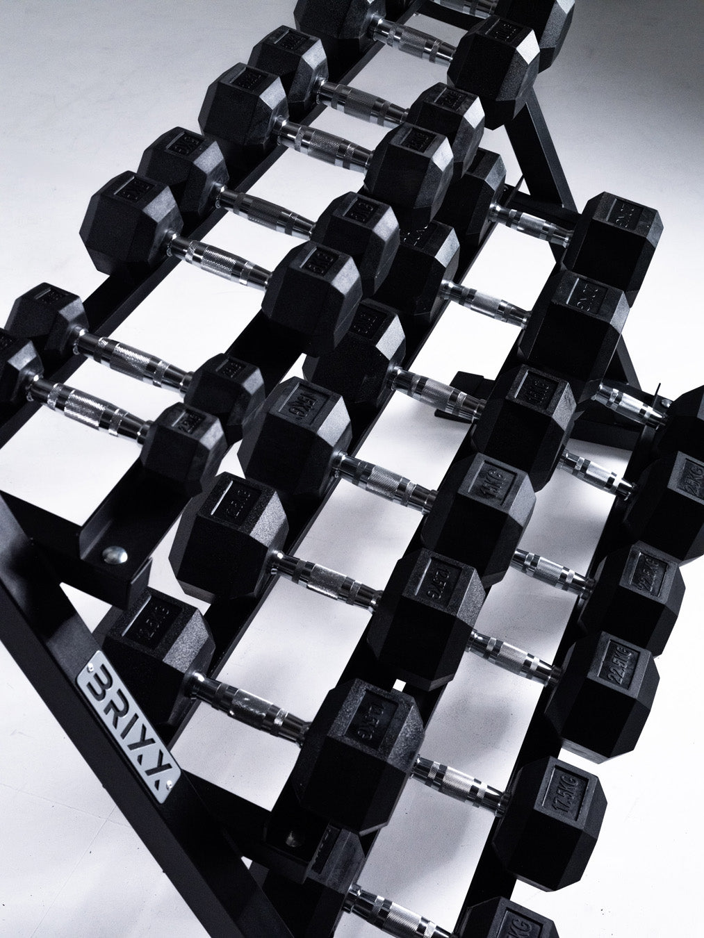 BRIXX 2.5kg - 25kg Hex Dumbbell & Rack Set | 10 Pairs - 275KG Package