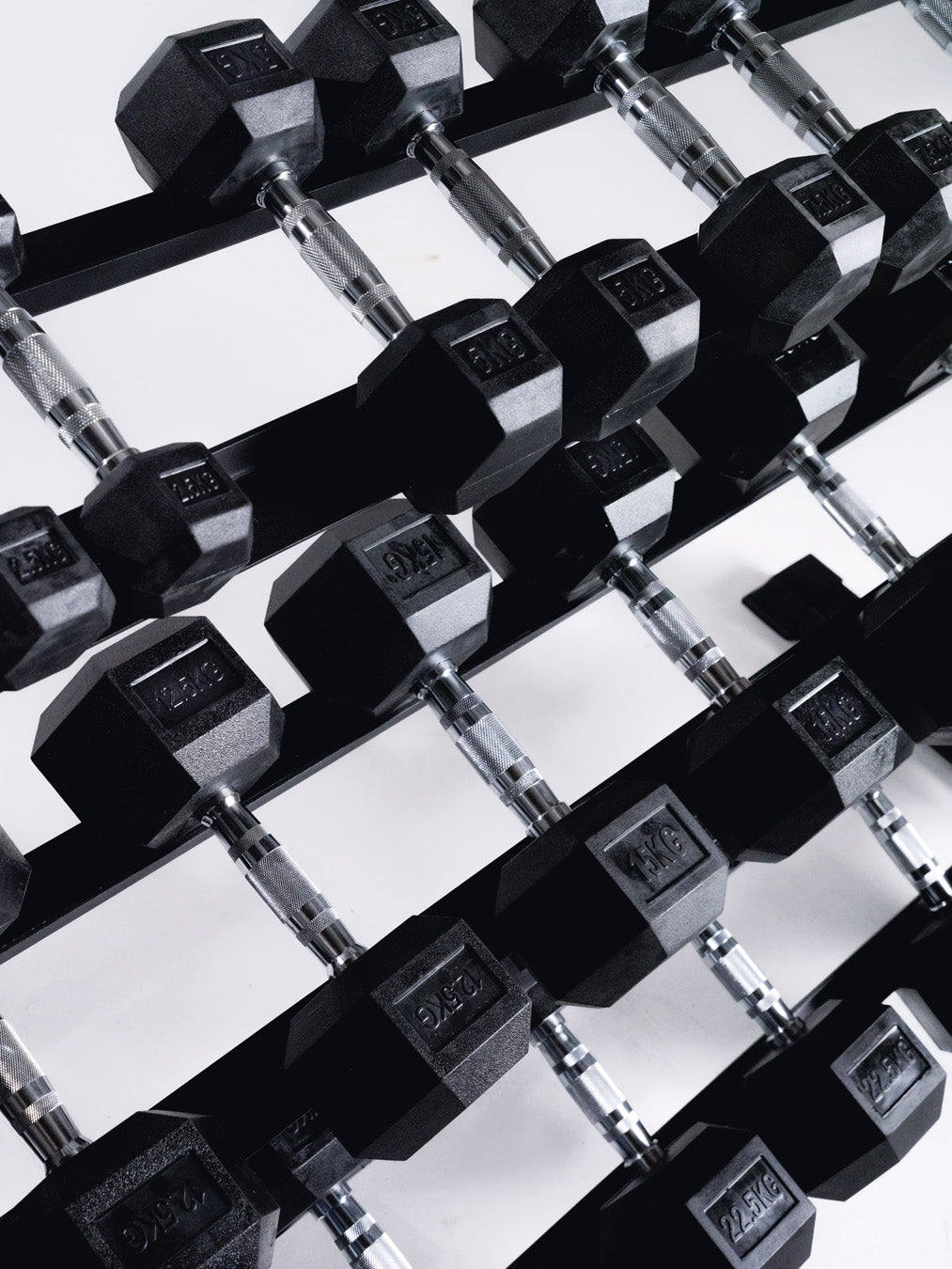 BRIXX 2.5kg - 25kg Hex Dumbbell & Rack Set | 10 Pairs - 275KG Package