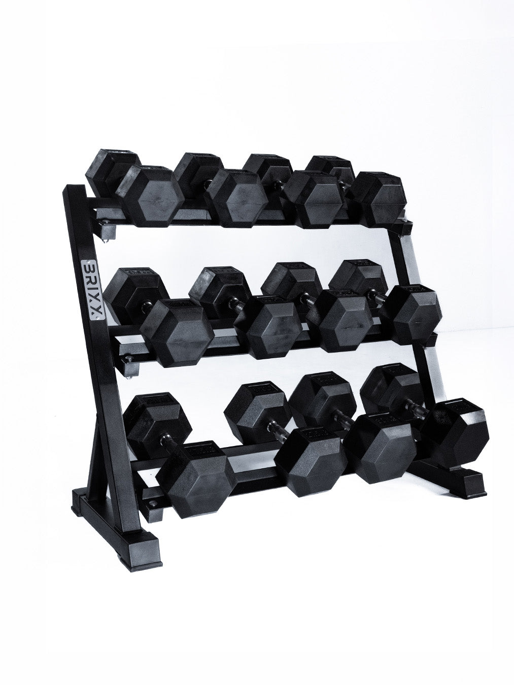 BRIXX 2.5kg - 30kg Hex Dumbbell & 2 Rack Set | 12 Pairs - 390KG Package