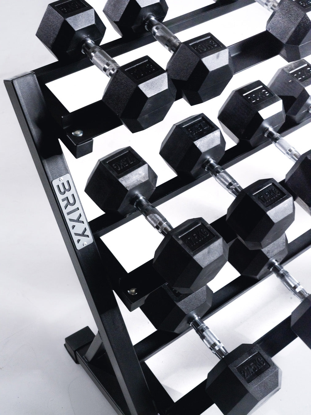 BRIXX 10kg - 30kg Hex Dumbbell & Rack Set | 8 Pairs - 315KG Package