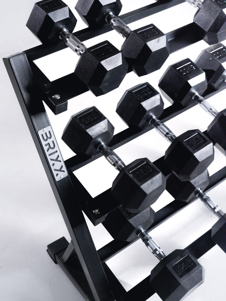 BRIXX 10kg - 30kg Hex Dumbbell & Rack Set | 8 Pairs - 315KG Package
