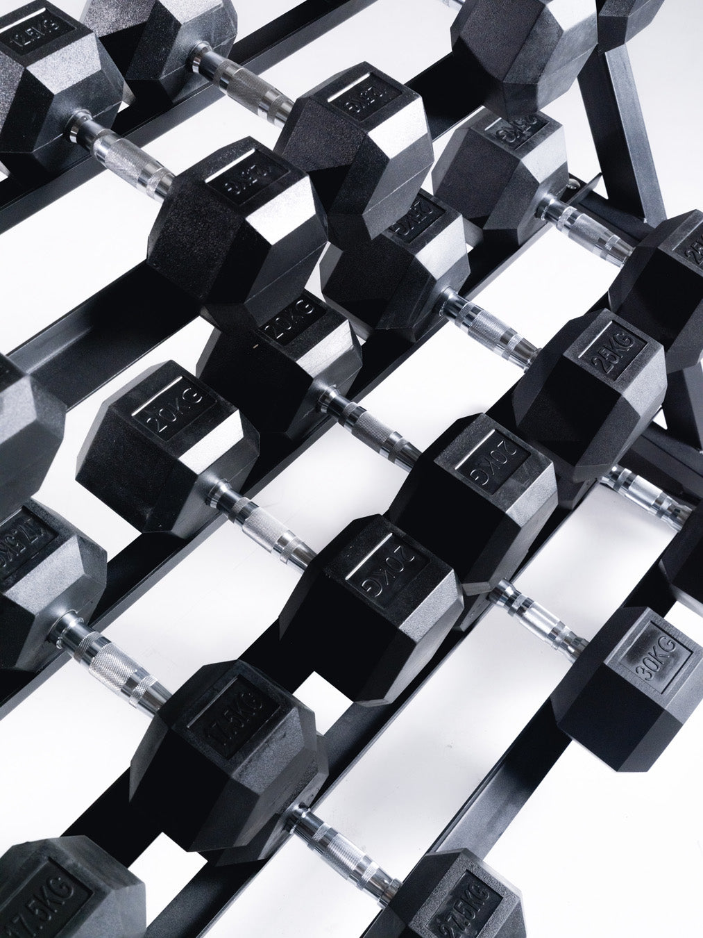 BRIXX 10kg - 30kg Hex Dumbbell & Rack Set | 8 Pairs - 315KG Package