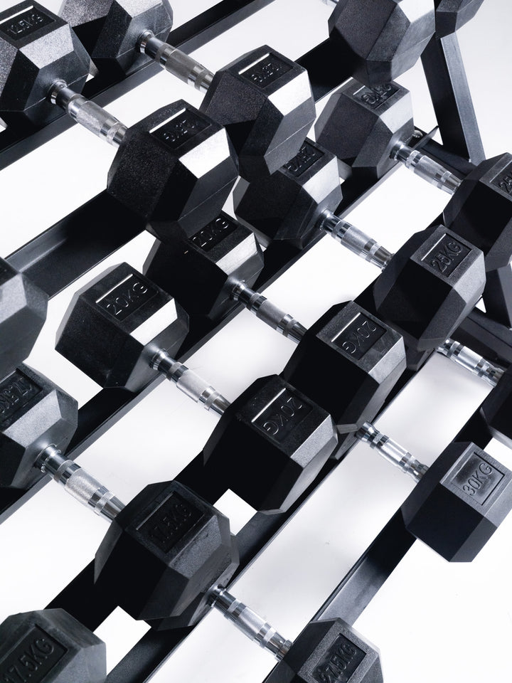 BRIXX 10kg - 30kg Hex Dumbbell & Rack Set | 8 Pairs - 315KG Package