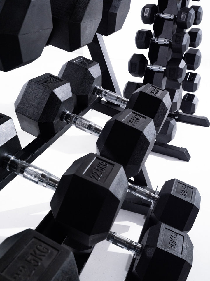 BRIXX 2.5kg - 30kg Hex Dumbbell & 2 Rack Set | 12 Pairs - 390KG Package