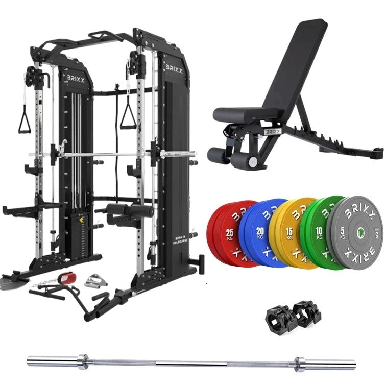 BRIXX 360 Multi-Gym, Bench, Plates & Barbell Package