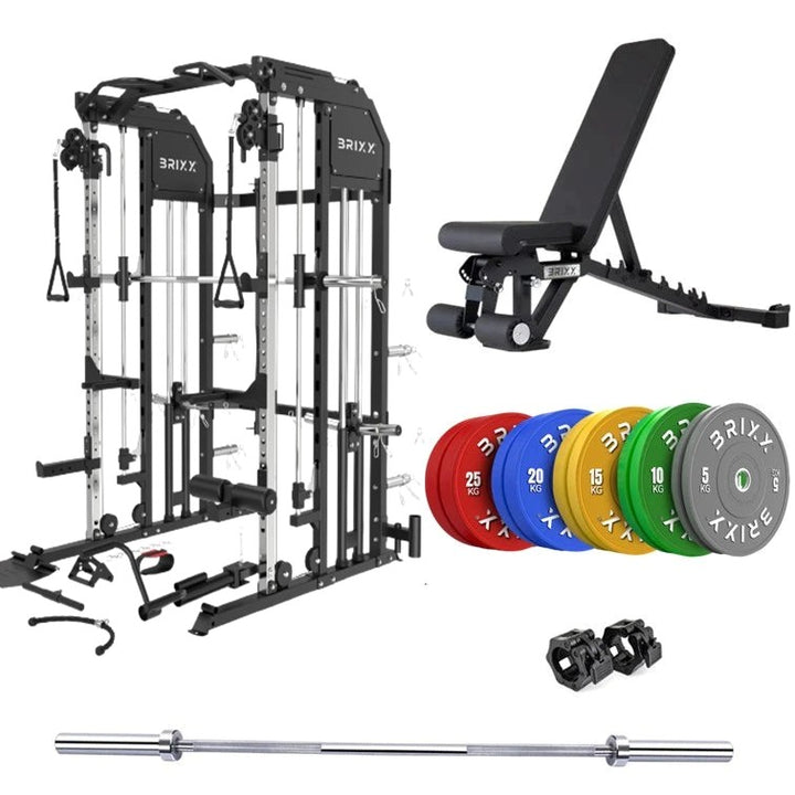 BRIXX 360 Multi-Gym, Bench, Plates & Barbell Package
