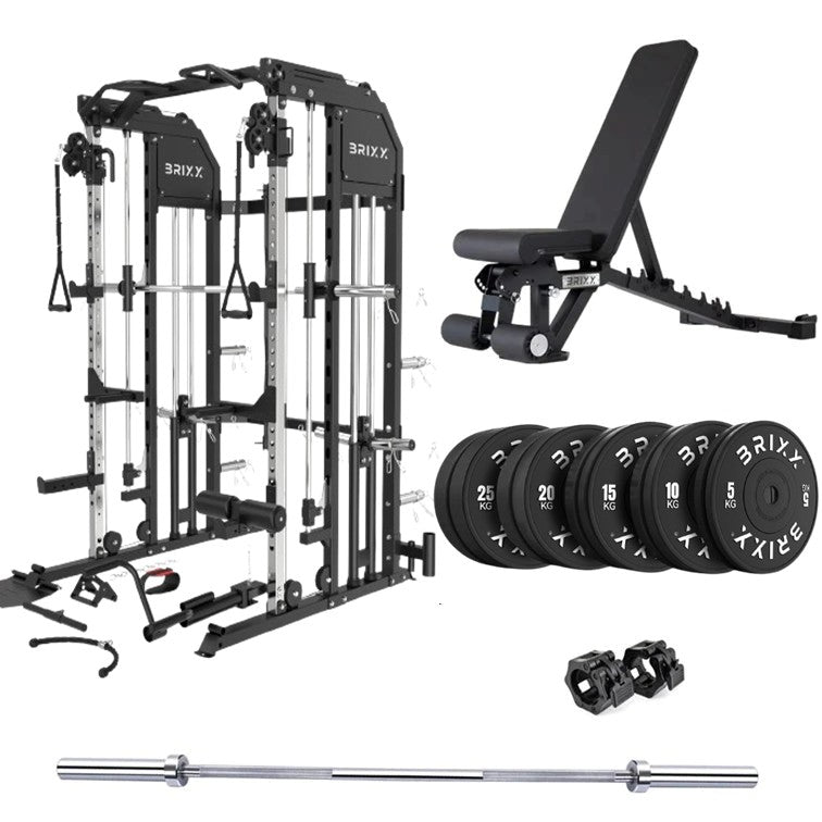 BRIXX 360 Multi-Gym, Bench, Plates & Barbell Package