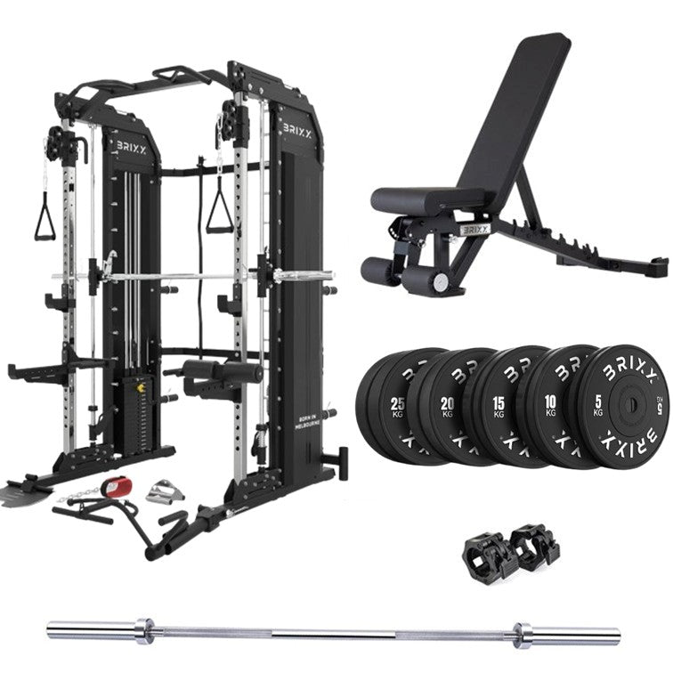 BRIXX 360 Multi-Gym, Bench, Plates & Barbell Package