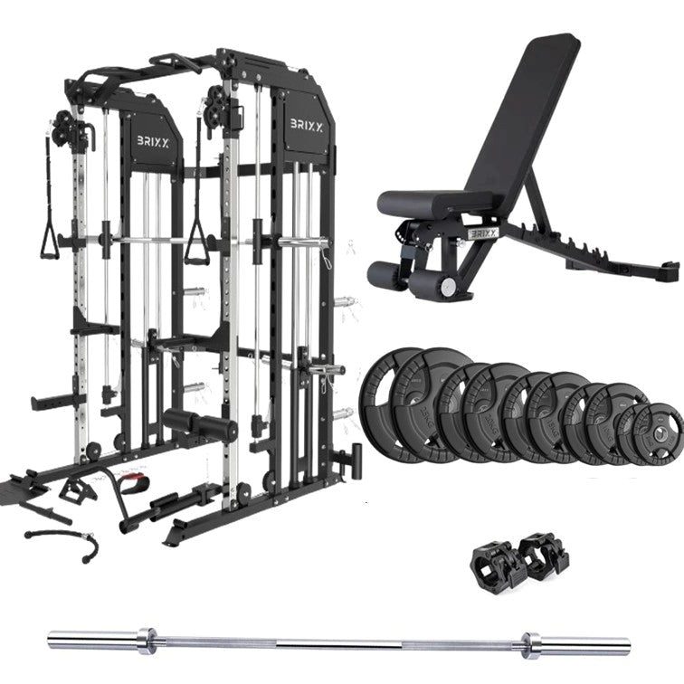 BRIXX 360 Multi-Gym, Bench, Plates & Barbell Package