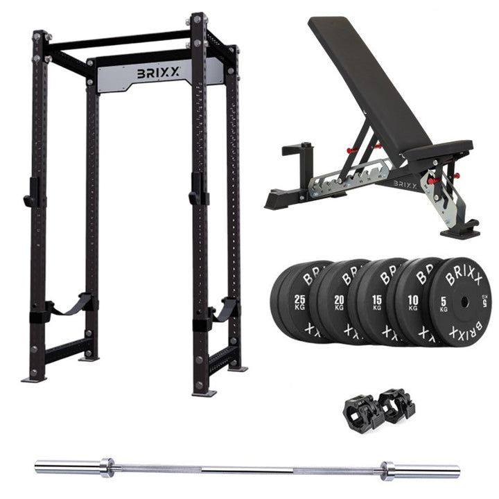 BRIXX Appolo Power Rack, Bench, Plates & Barbell Package