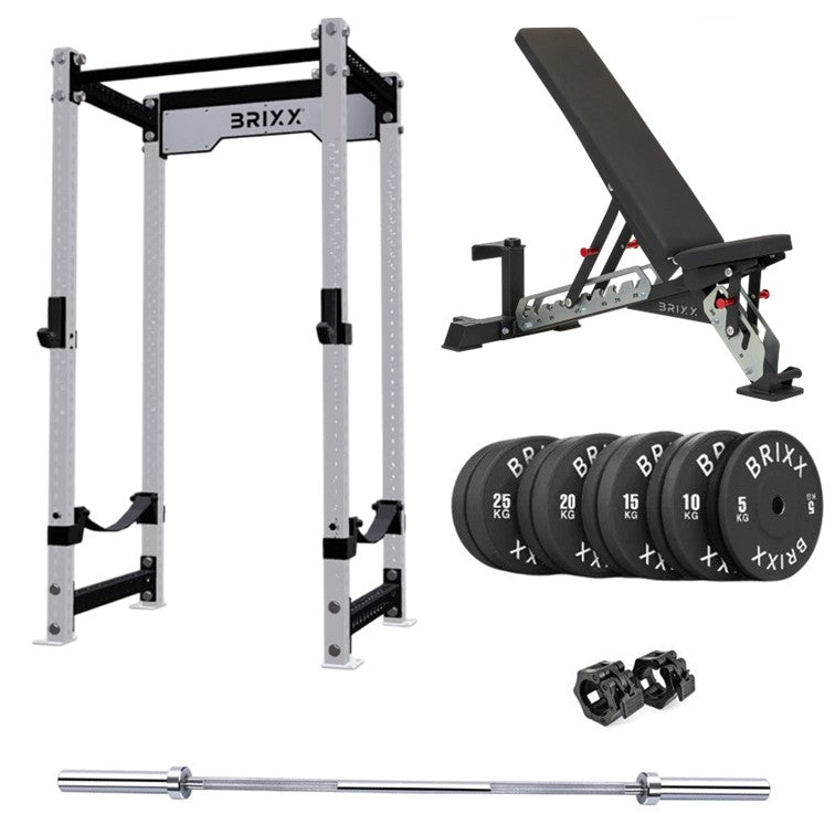 BRIXX Appolo Power Rack, Bench, Plates & Barbell Package