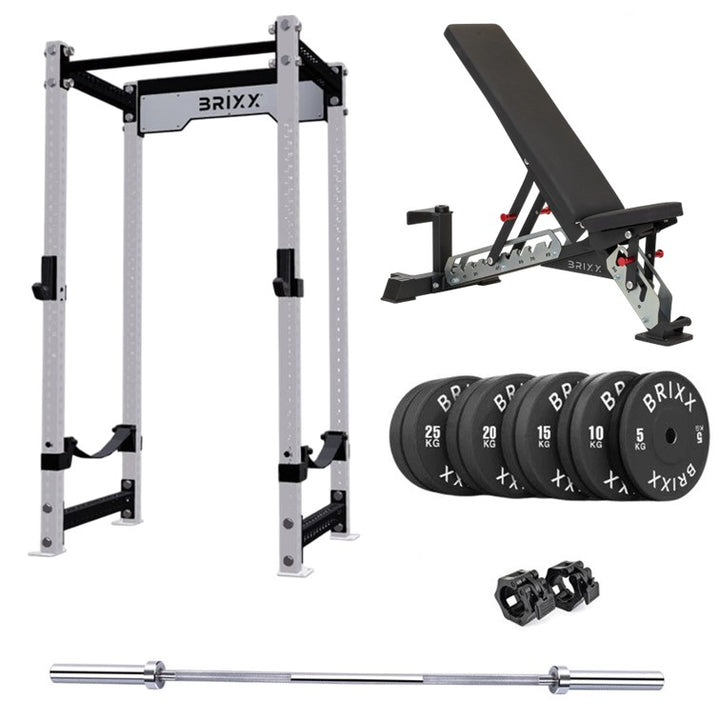 BRIXX Appolo Power Rack, Bench, Plates & Barbell Package