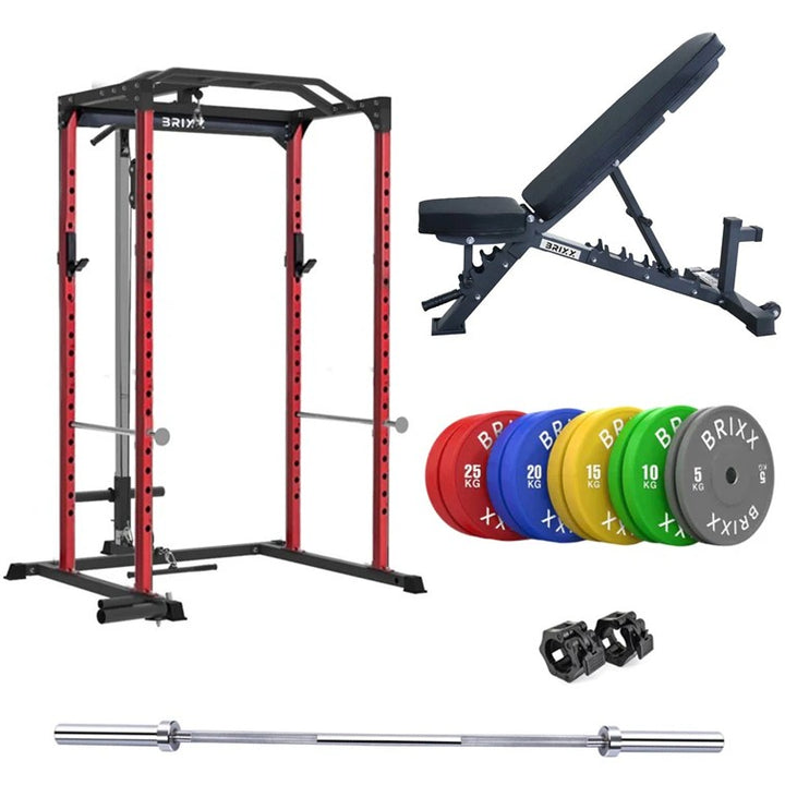 BRIXX Zeus 4000 Power Rack, Bench, Plates & Barbell Package