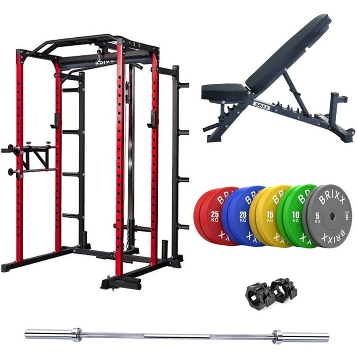 BRIXX Zeus 5000 Power Rack, Bench, Plates & Barbell Package