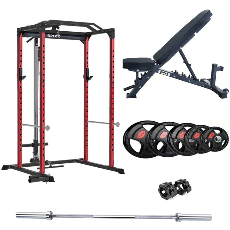 BRIXX Zeus 4000 Power Rack, Bench, Plates & Barbell Package