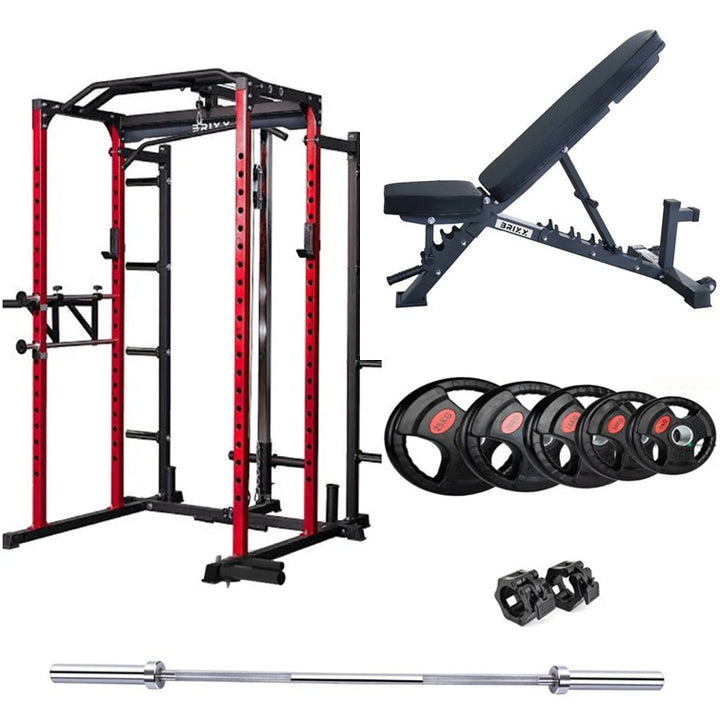 BRIXX Zeus 5000 Power Rack, Bench, Plates & Barbell Package