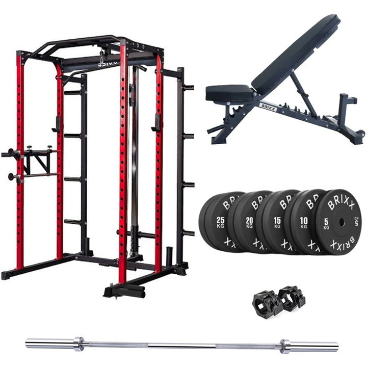 BRIXX Zeus 5000 Power Rack, Bench, Plates & Barbell Package