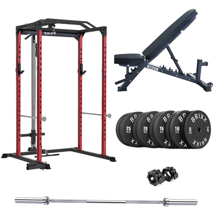 BRIXX Zeus 4000 Power Rack, Bench, Plates & Barbell Package