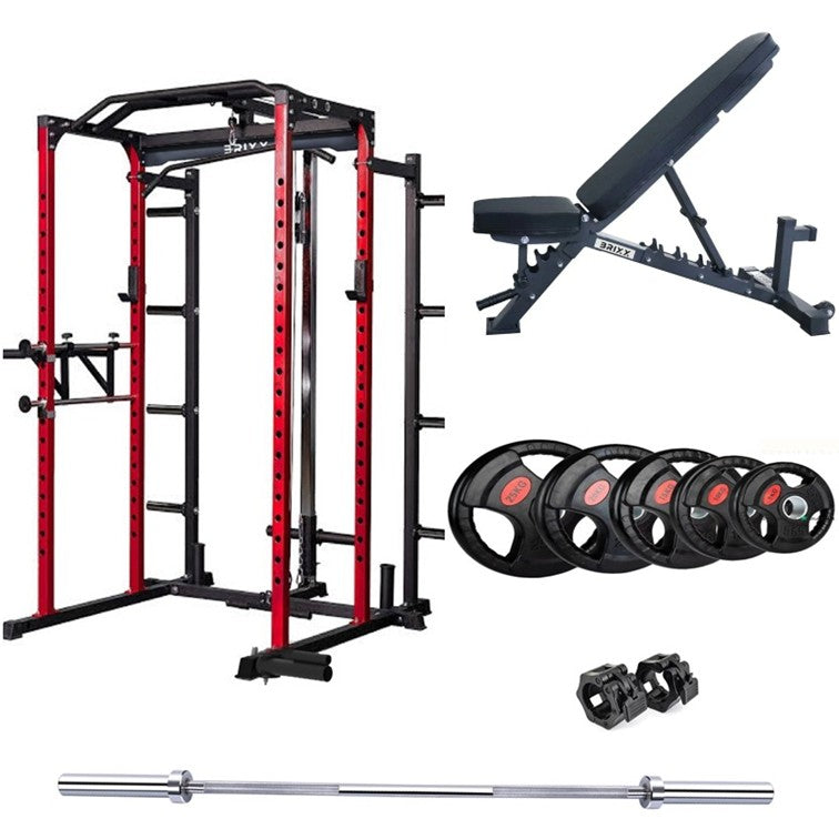 BRIXX Zeus 5000 Power Rack, Bench, Plates & Barbell Package