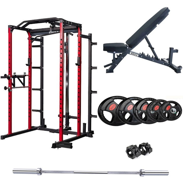 BRIXX Zeus 5000 Power Rack, Bench, Plates & Barbell Package