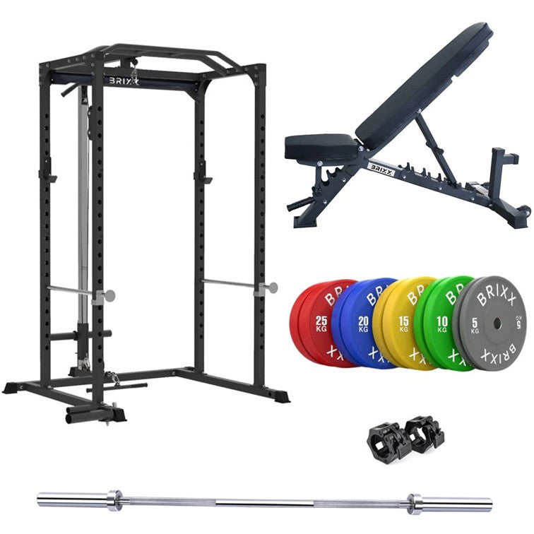 BRIXX Zeus 4000 Power Rack, Bench, Plates & Barbell Package