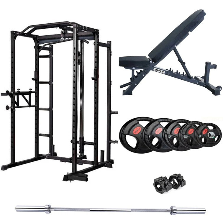BRIXX Zeus 5000 Power Rack, Bench, Plates & Barbell Package