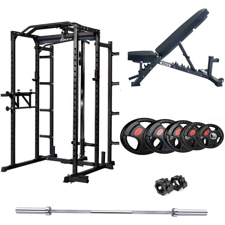 BRIXX Zeus 5000 Power Rack, Bench, Plates & Barbell Package