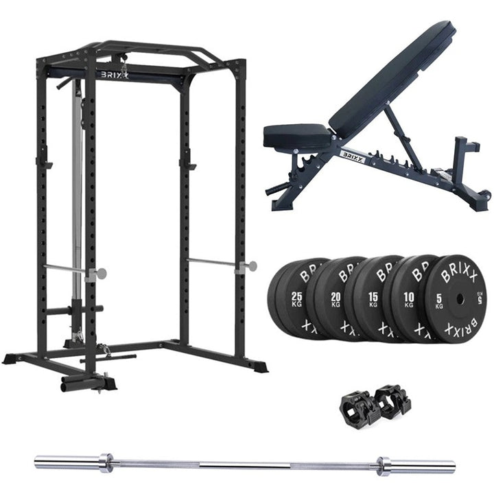 BRIXX Zeus 4000 Power Rack, Bench, Plates & Barbell Package