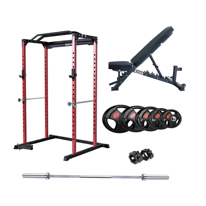 BRIXX Zeus 2000 Power Rack, Bench, Plates & Barbell Package
