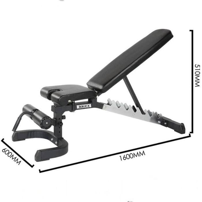 BRIXX Power Bench + Leg Extension and Curl Attachment