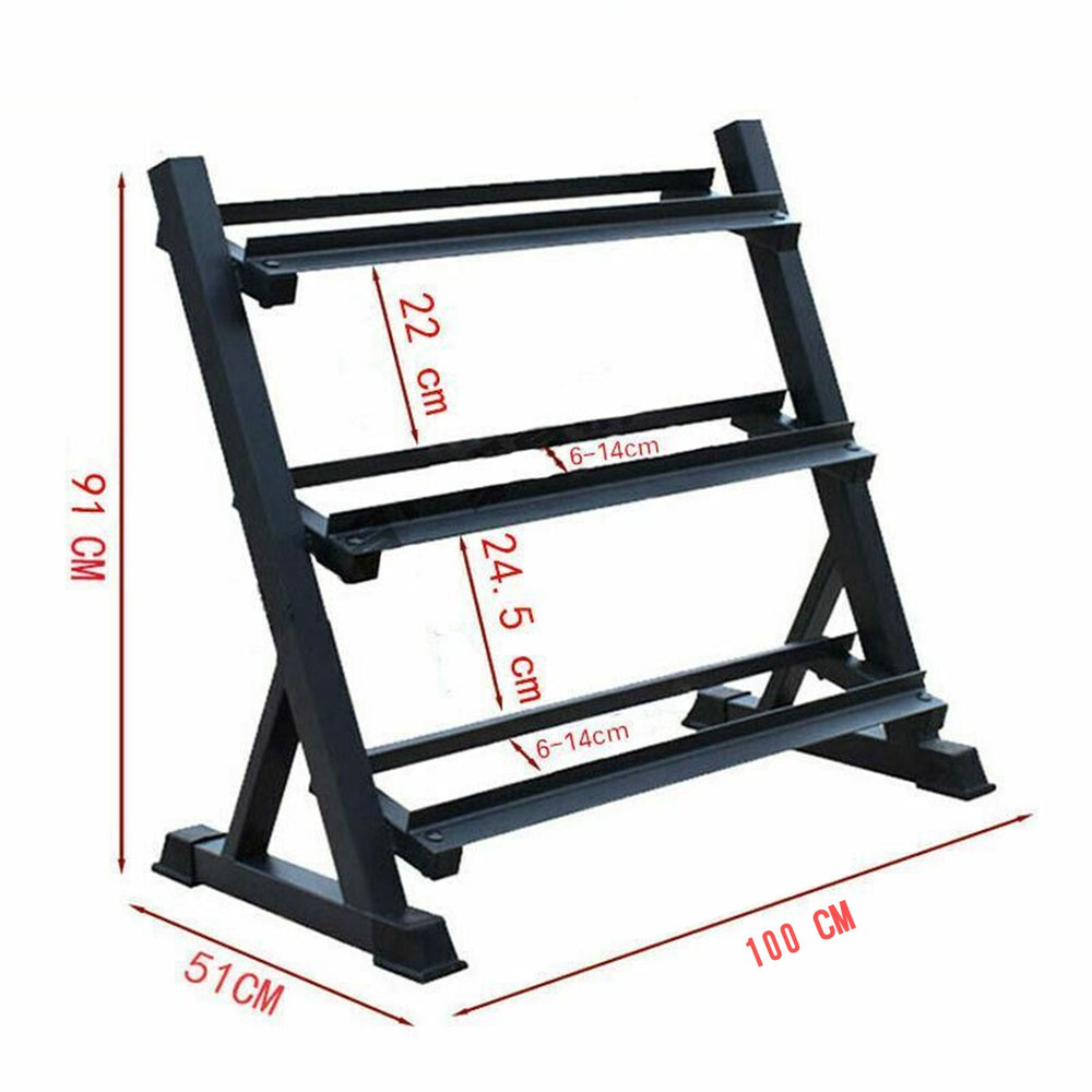 BRIXX Three - Tier Dumbbell Rack (95cm wide) - BRIXX FITNESS