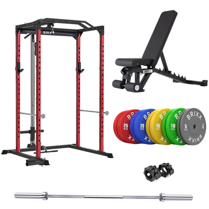 BRIXX Zeus 4000 Power Rack, Bench, Plates & Barbell Package