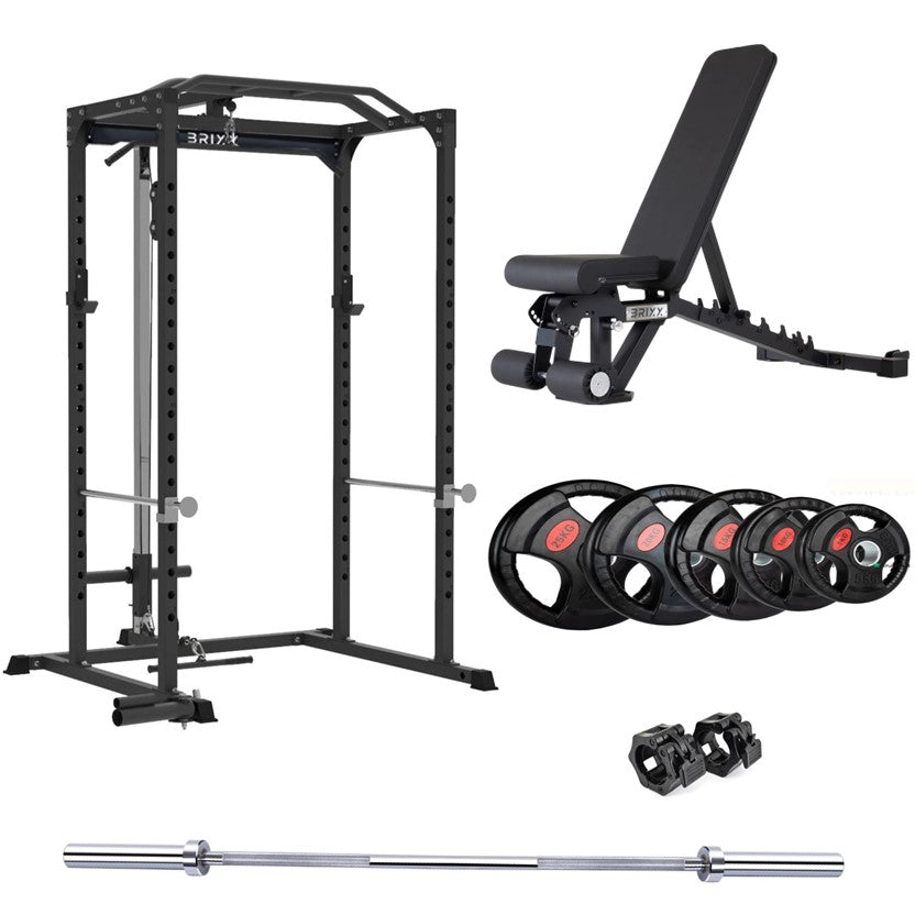 BRIXX Zeus 4000 Power Rack, Bench, Plates & Barbell Package
