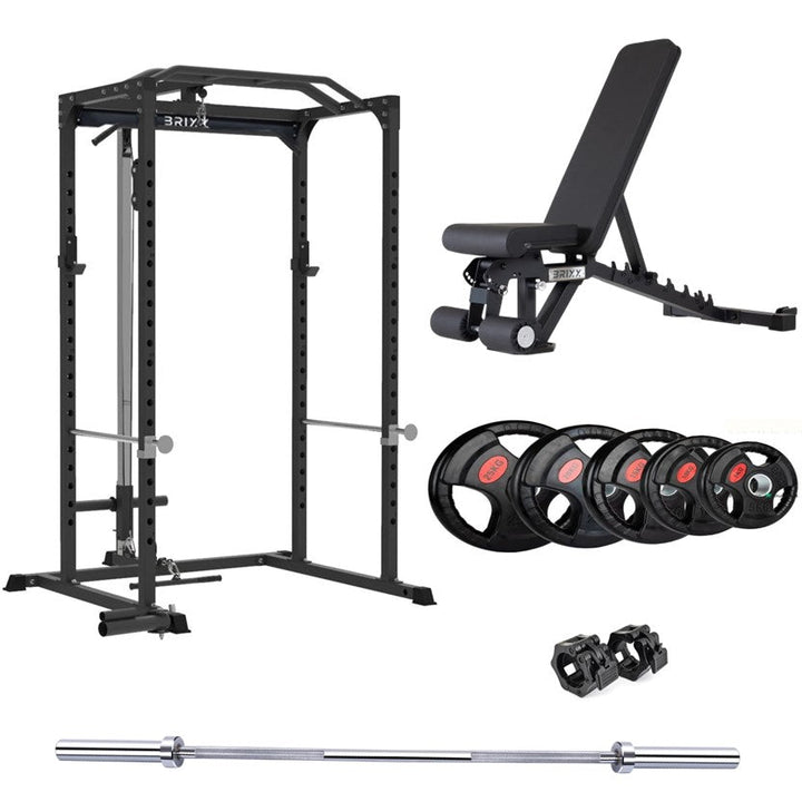 BRIXX Zeus 4000 Power Rack, Bench, Plates & Barbell Package