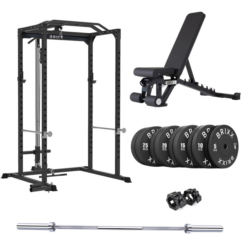 BRIXX Zeus 4000 Power Rack, Bench, Plates & Barbell Package